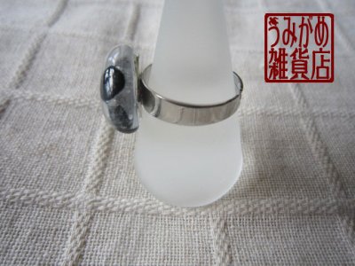 画像7: クリアガラスに黒水玉のリング