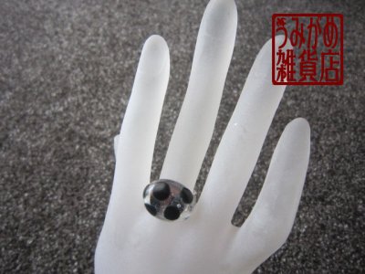 画像3: クリアガラスに黒水玉のリング