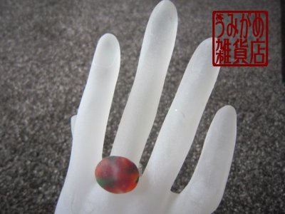 画像3: 赤系曇りガラスのリング