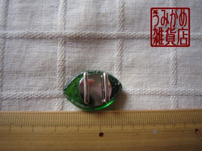 画像4: アーモンド形の帯留め（緑＆銀色）＊プチシリーズ
