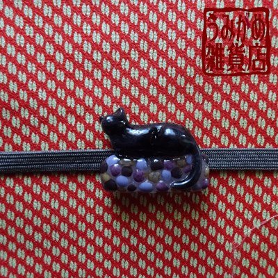 黒猫の帯留め（帯地・帯締めは商品に含まれません）