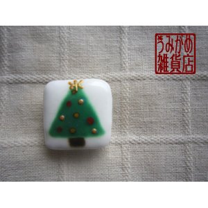 画像: 白地に三角クリスマスツリーの帯留め
