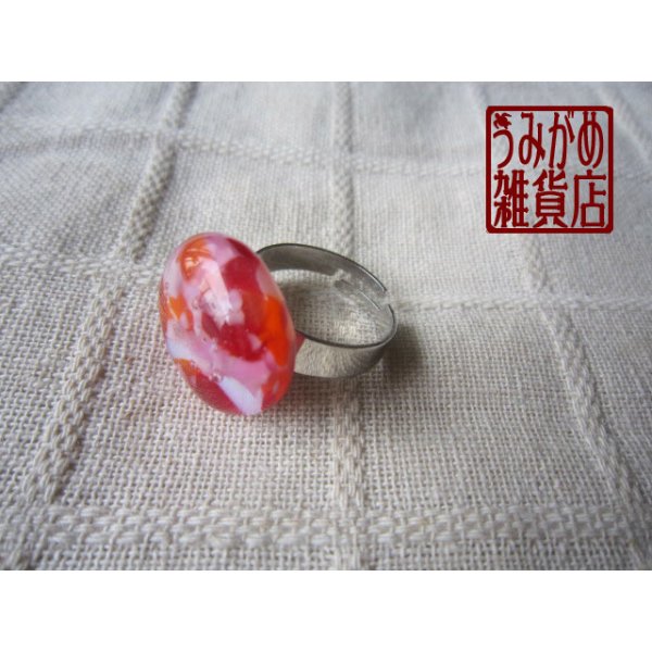画像2: ピンク系モザイクガラスの指輪 (2)