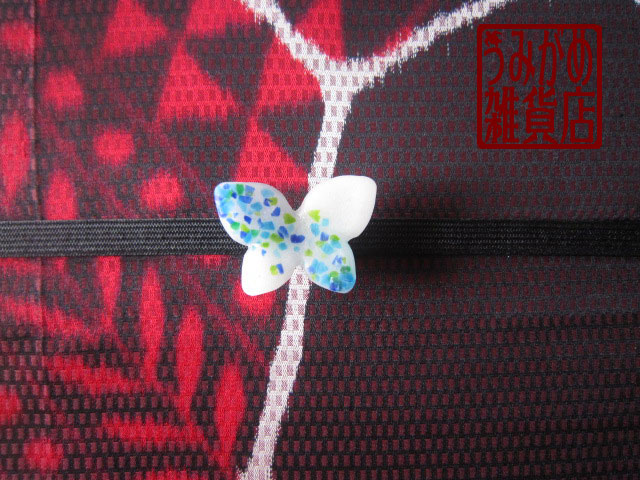 画像: モザイク蝶の帯留め＊パート・ド・ヴェール
