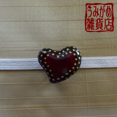 画像: バレンタインチョコの帯留め（赤＆茶＆金）